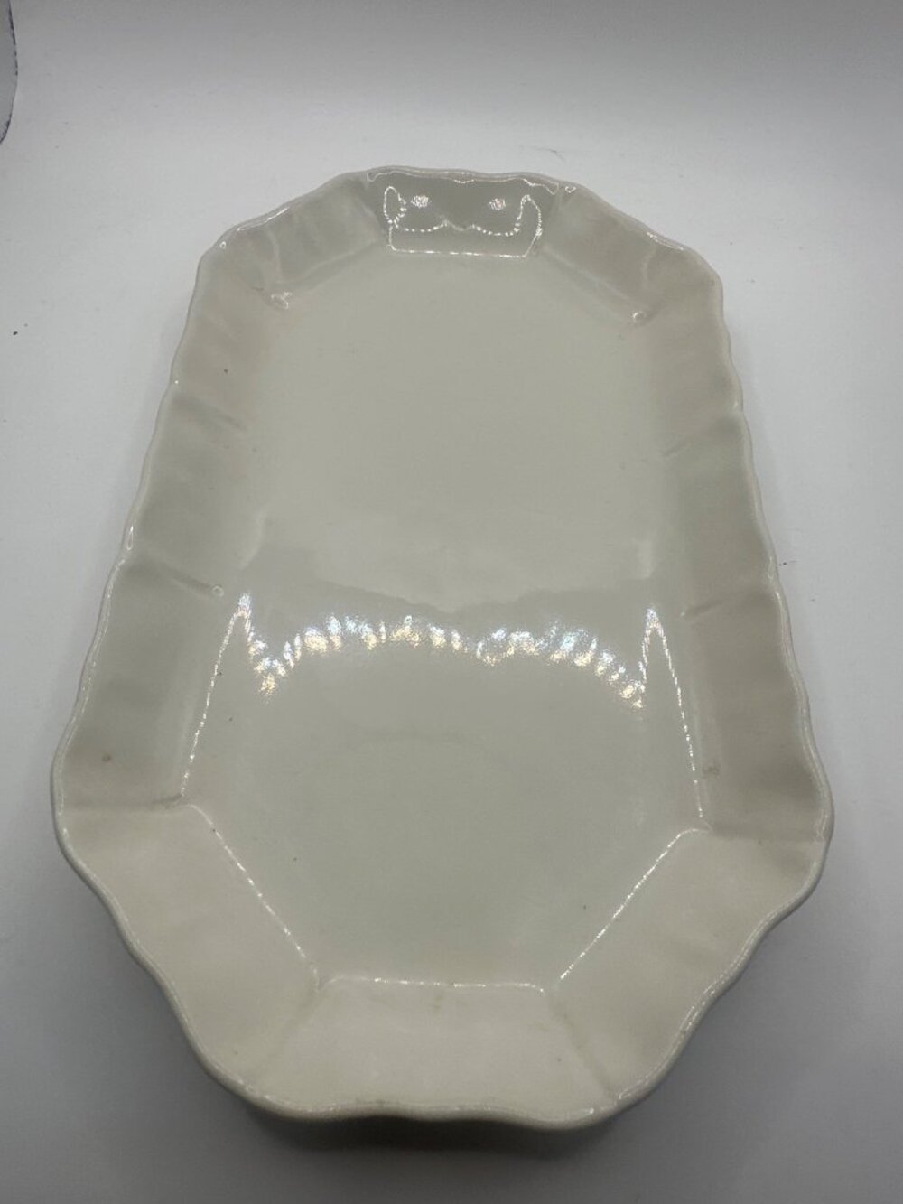 Red Cliff Ironstone White Scalloped Edge Serving Platter Made In USA